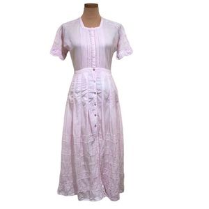 LoveShackFancy Edie Midi Dress Size Small Tie Dye Pink Cotton Crochet Lace